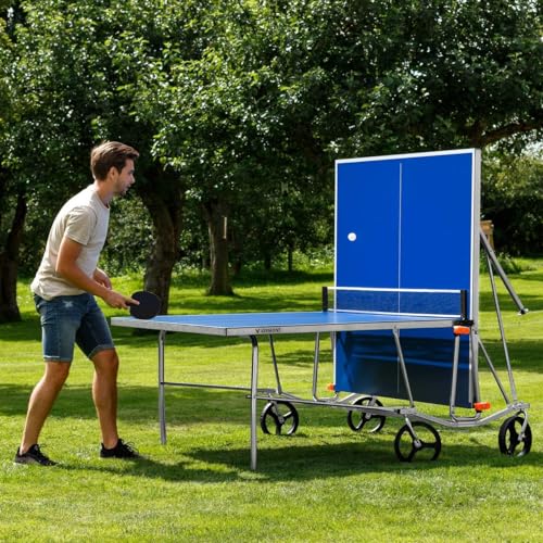 Vermont TS100 Outdoor Tischtennistisch – klappbar, rollbar, Stahlrahmen