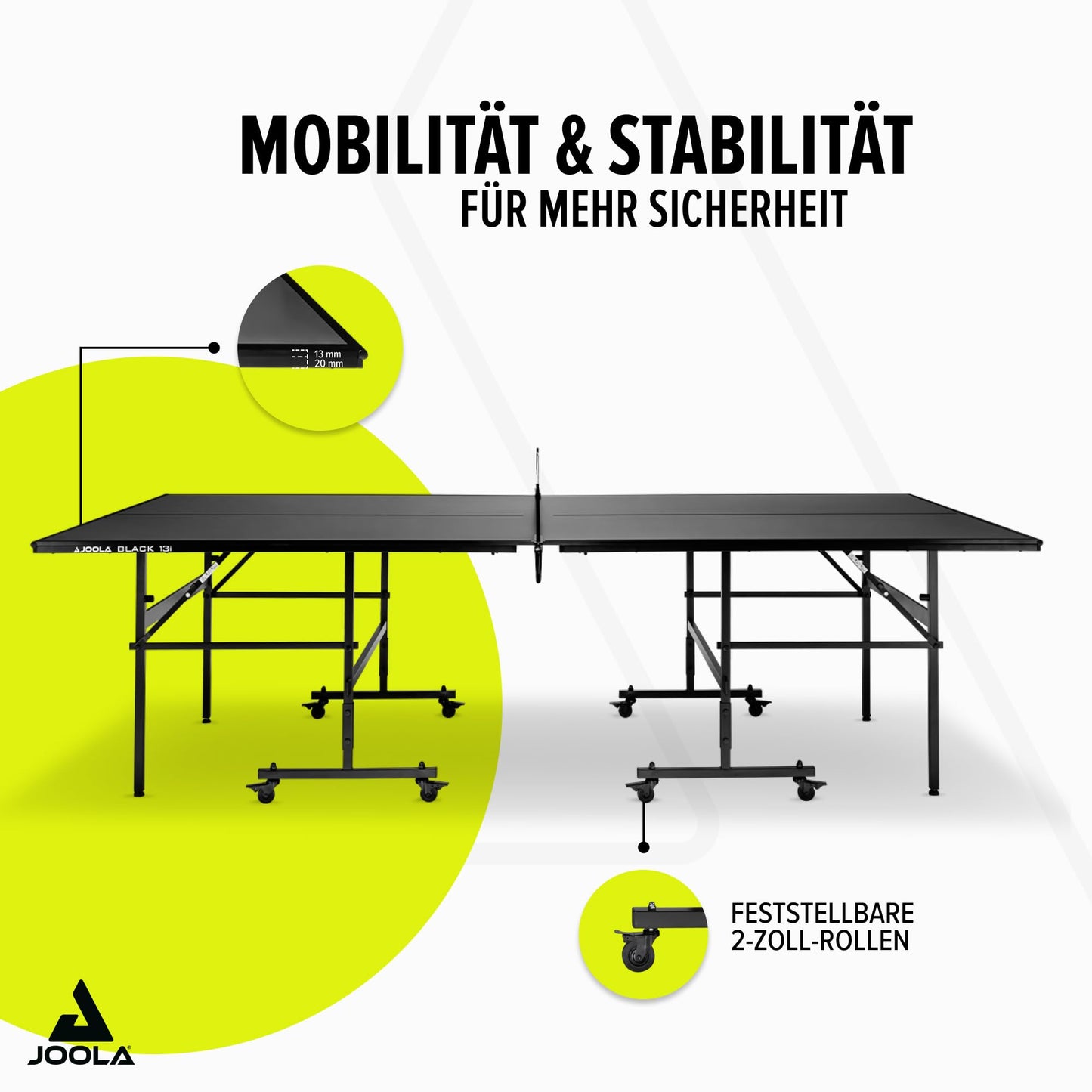 JOOLA Black 13i Tischtennistisch – Indoor, klappbar, mit Netz