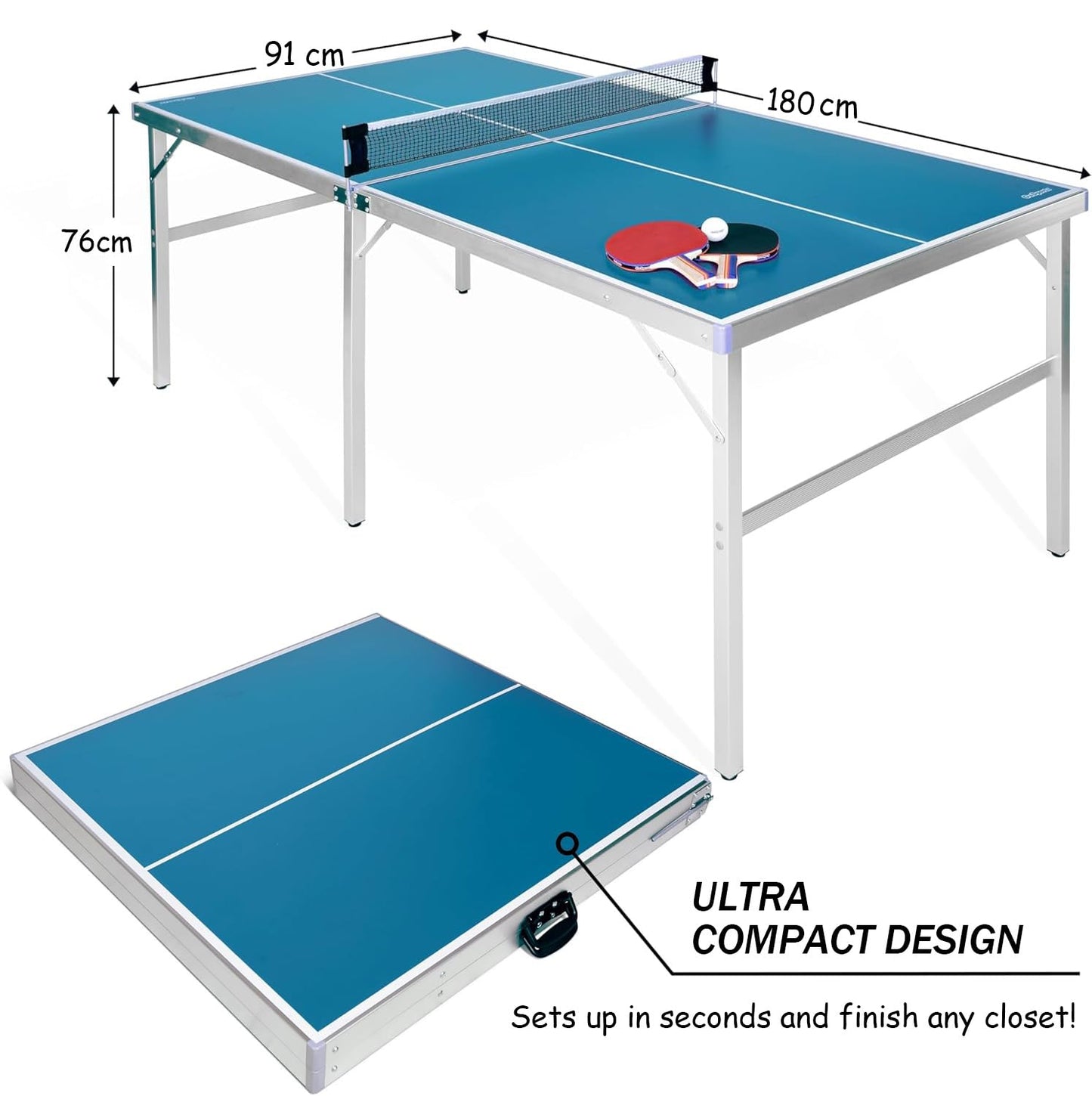 FCOUMY Klappbarer Tischtennistisch – mit Netz & Zubehör