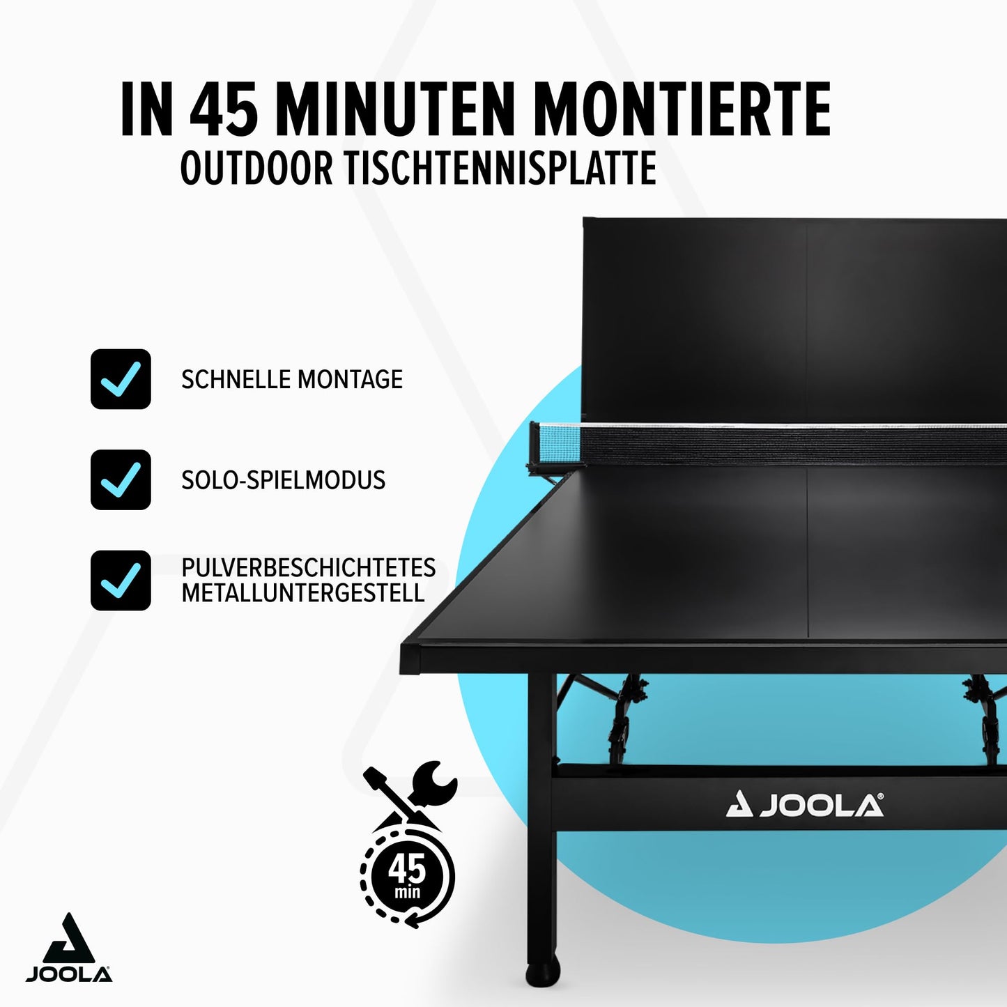 JOOLA Black Outdoor Tischtennistisch – Wetterfest, klappbar, schwarz