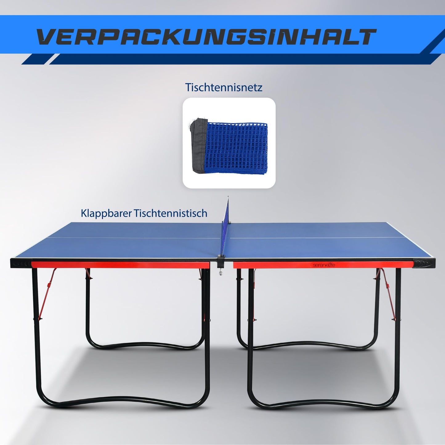SereneLife Tischtennistisch klappbar – Indoor & Outdoor mit Netz