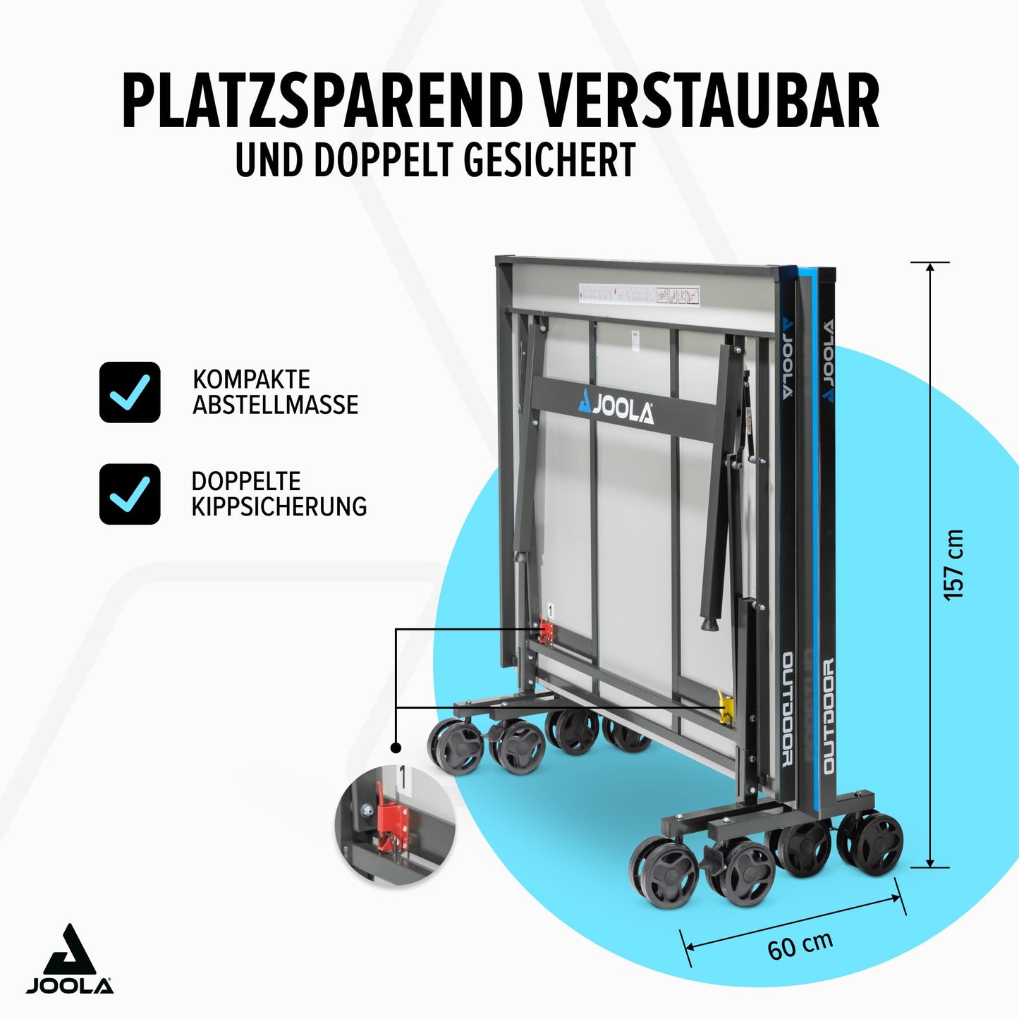 JOOLA Aluminium PRO Tischtennistisch – Outdoor, klappbar, wetterfest, grau/blau