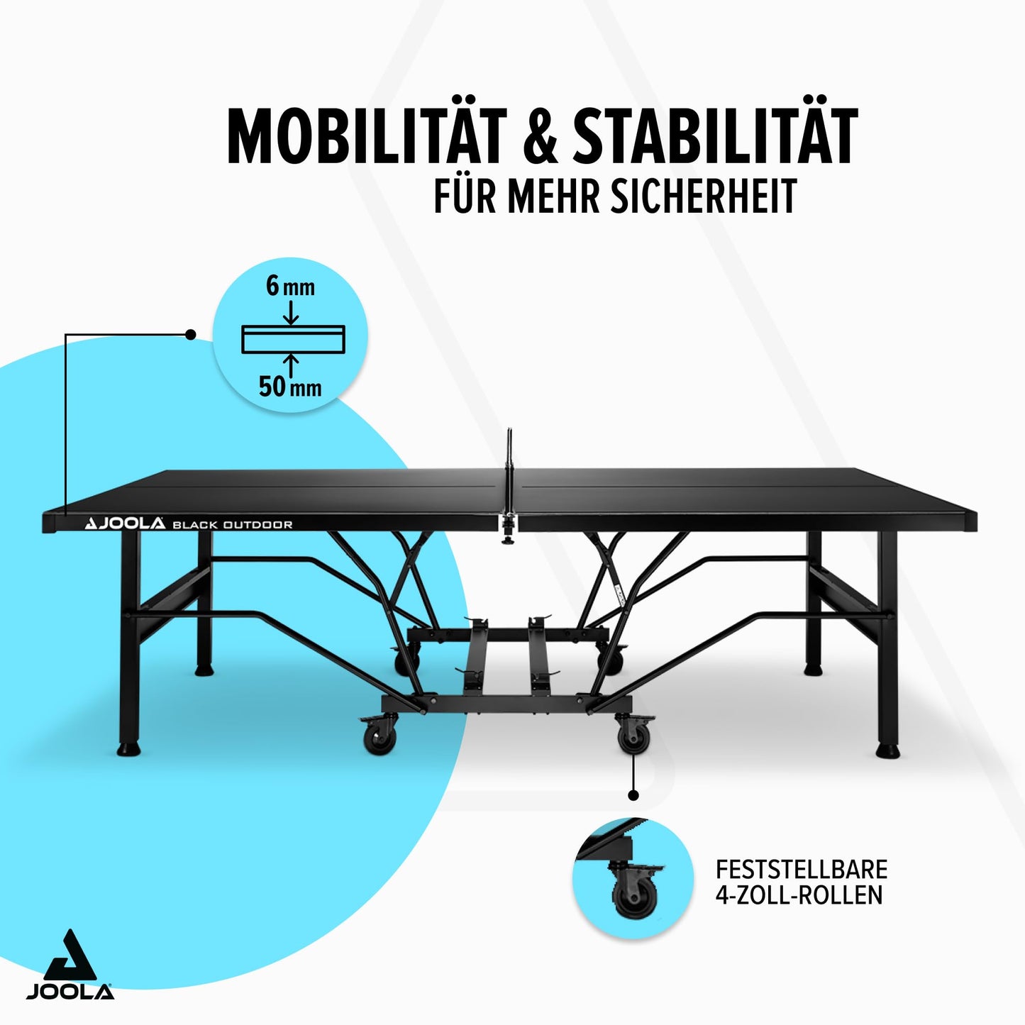 JOOLA Black Outdoor Tischtennistisch – Wetterfest, klappbar, schwarz