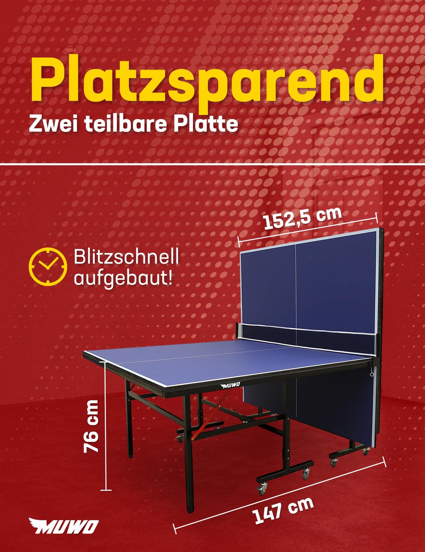 MUWO Premium Tischtennistisch – Indoor, klappbar, robust
