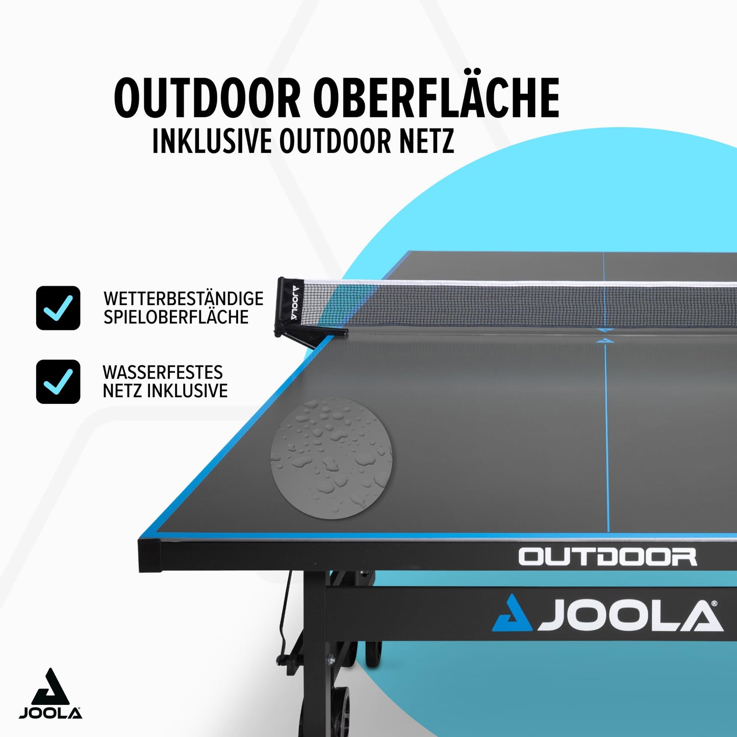 JOOLA Aluminium PRO Tischtennistisch – Outdoor, klappbar, wetterfest, grau/blau