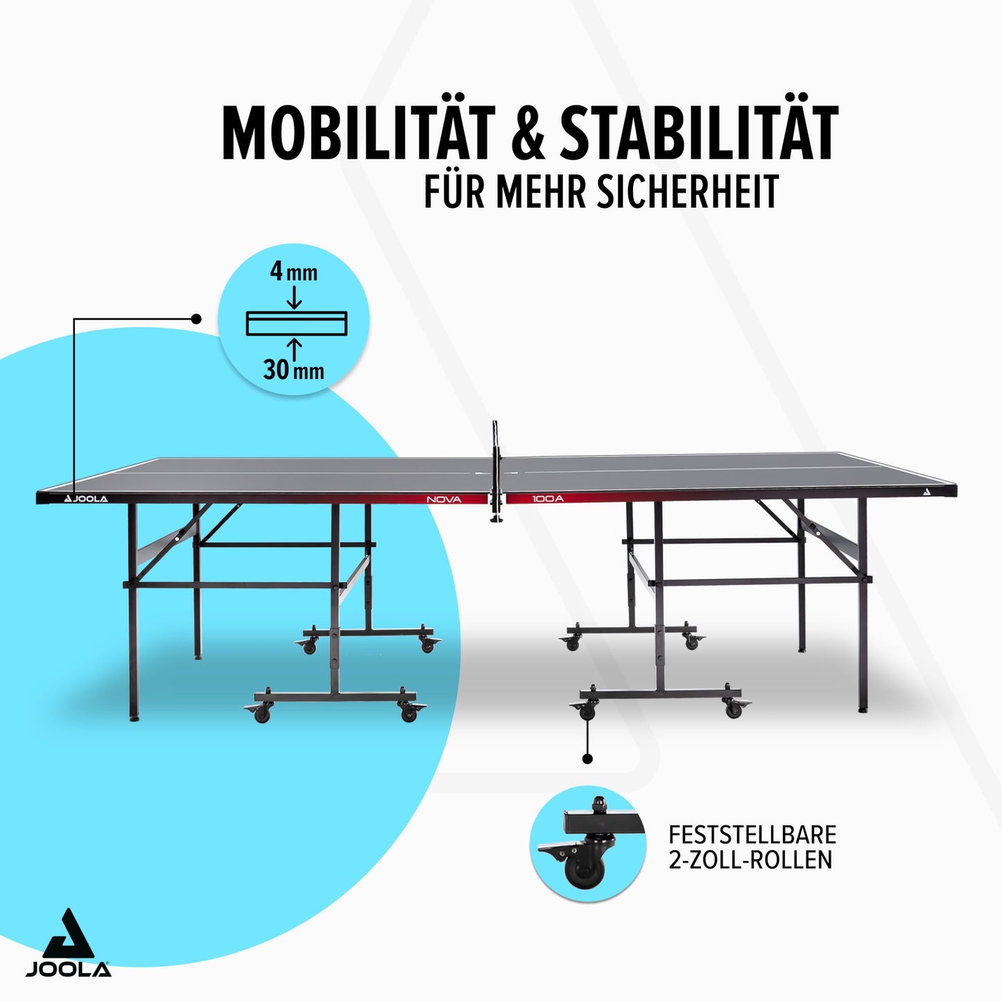 JOOLA Nova 100A Tischtennistisch – Outdoor, klappbar, höhenverstellbar
