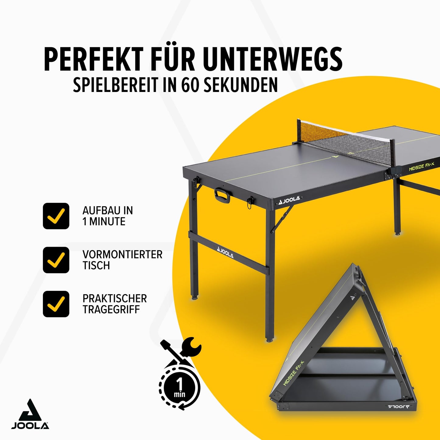 JOOLA FA-X Midsize Tischtennistisch – kompakt & Indoor