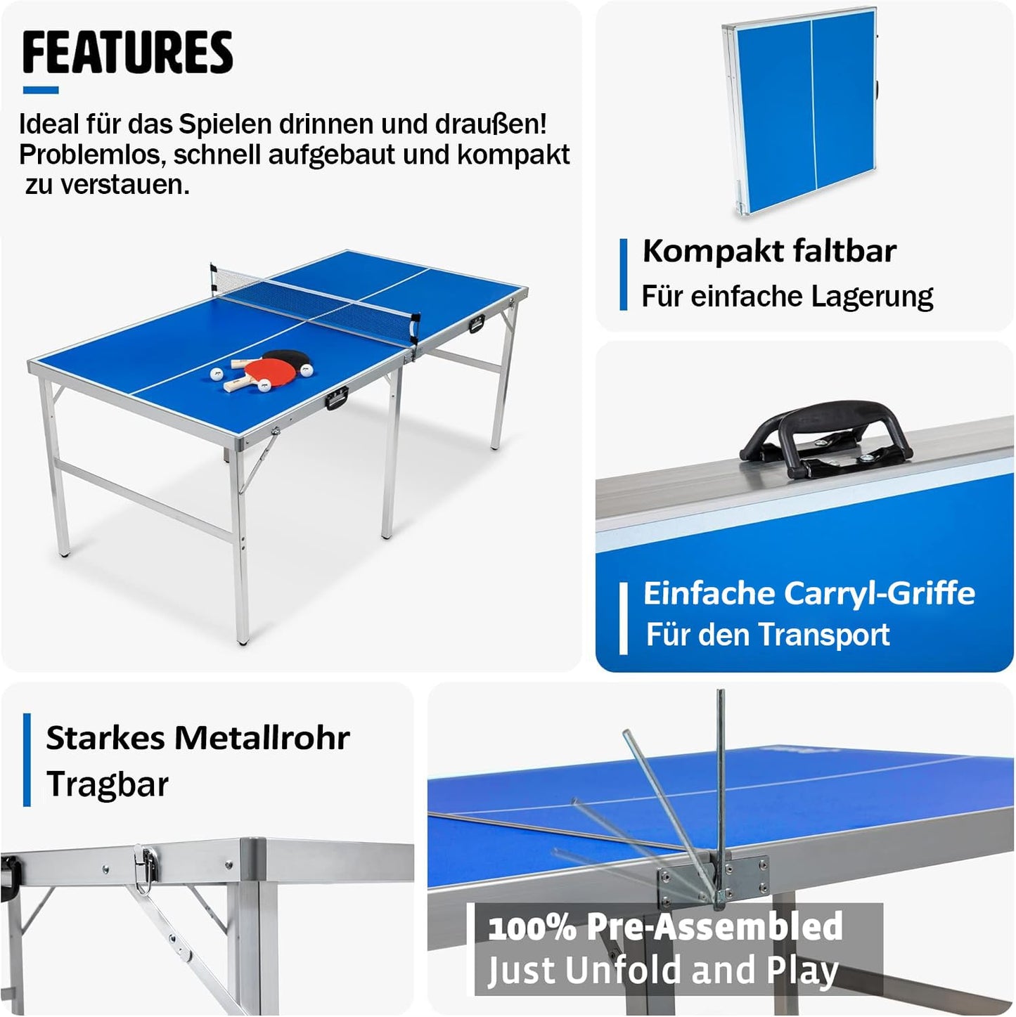 FCOUMY Klappbarer Tischtennistisch – mit Netz & Zubehör