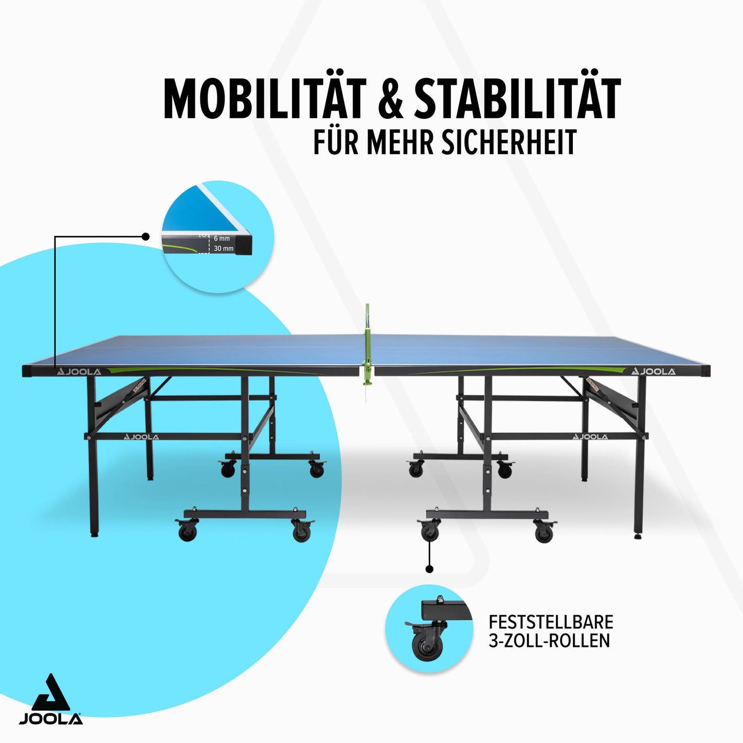 JOOLA Rally-Profi Tischtennistisch – Outdoor, klappbar, wetterfest, blau
