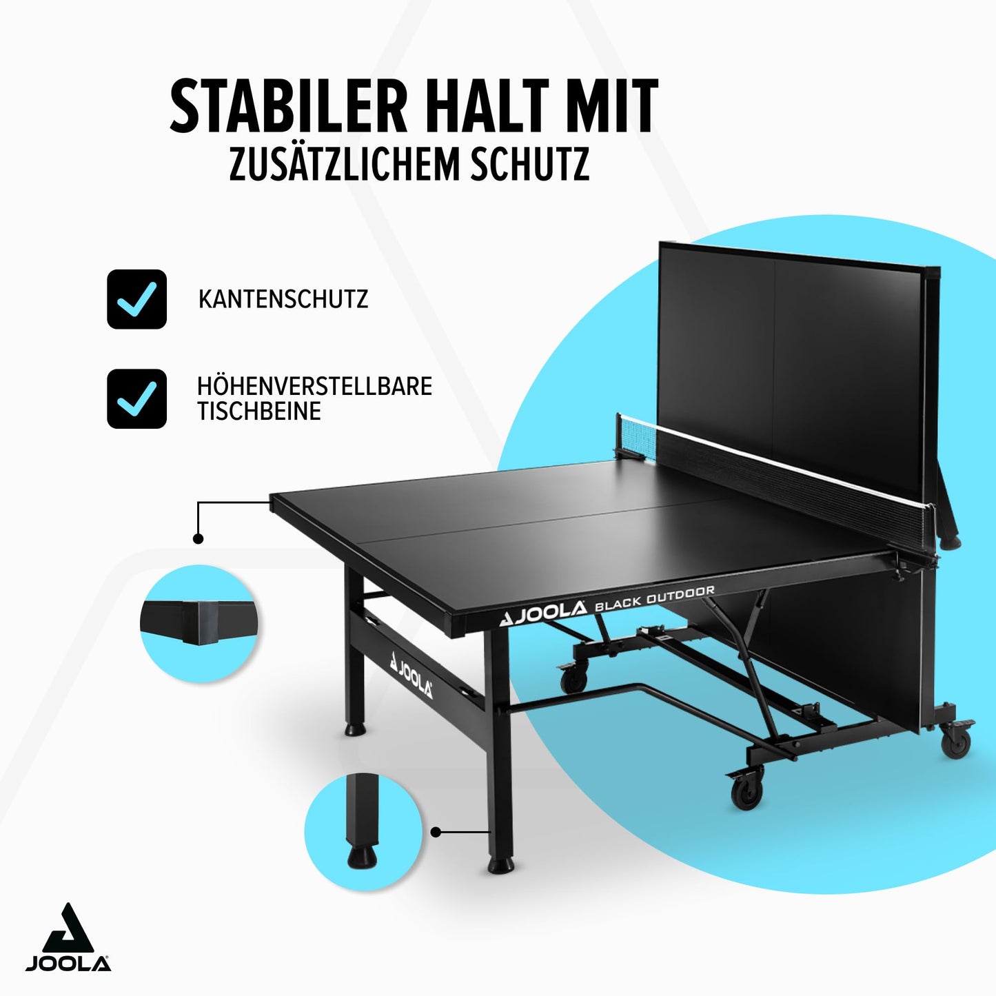 JOOLA Black Outdoor Tischtennistisch – Wetterfest, klappbar, schwarz