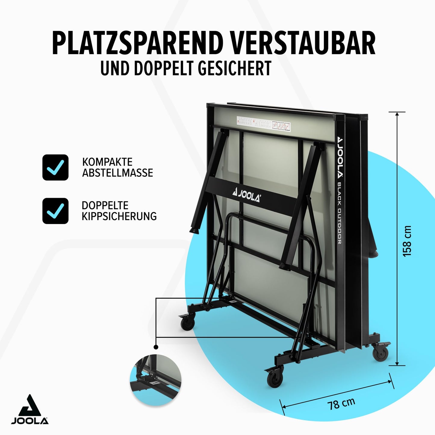 JOOLA Black Outdoor Tischtennistisch – Wetterfest, klappbar, schwarz