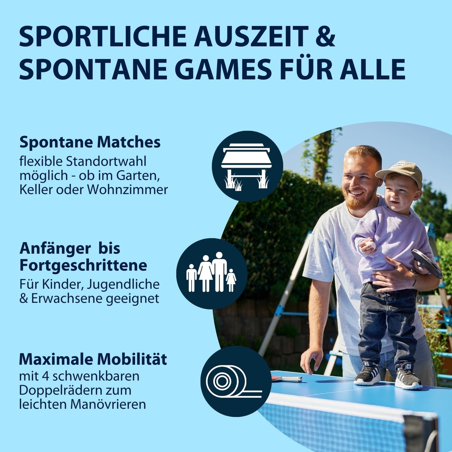 HUDORA Game Tischtennistisch – klappbar, wetterfest, Indoor & Outdoor
