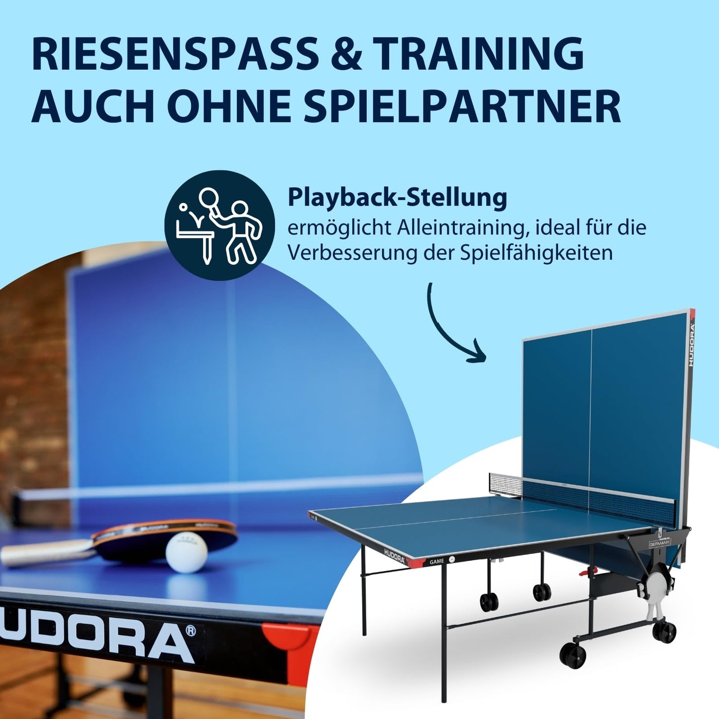 HUDORA Game Tischtennistisch – klappbar, wetterfest, Indoor & Outdoor