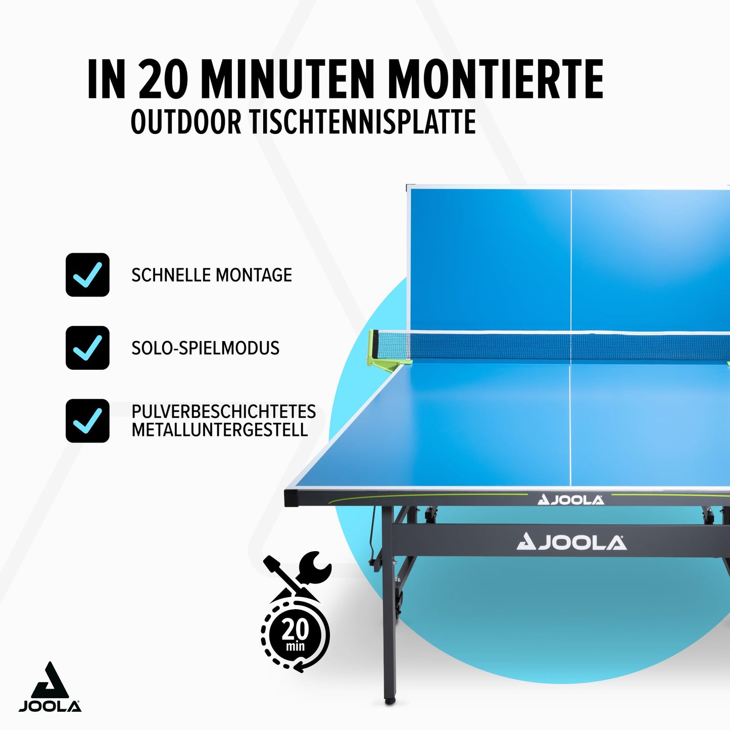 JOOLA Rally-Profi Tischtennistisch – Outdoor, klappbar, wetterfest, blau
