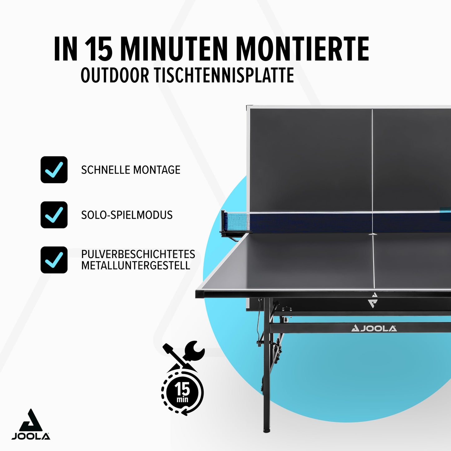 JOOLA Nova 100A Tischtennistisch – Outdoor, klappbar, höhenverstellbar
