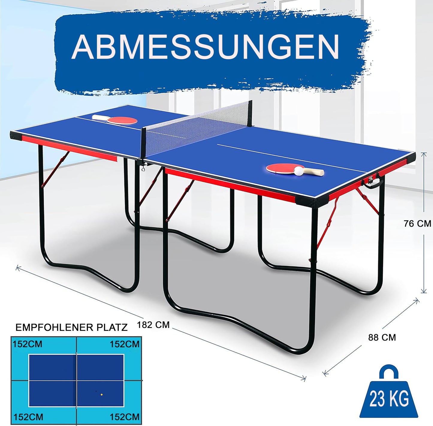 SereneLife Tischtennistisch klappbar – Indoor & Outdoor mit Netz