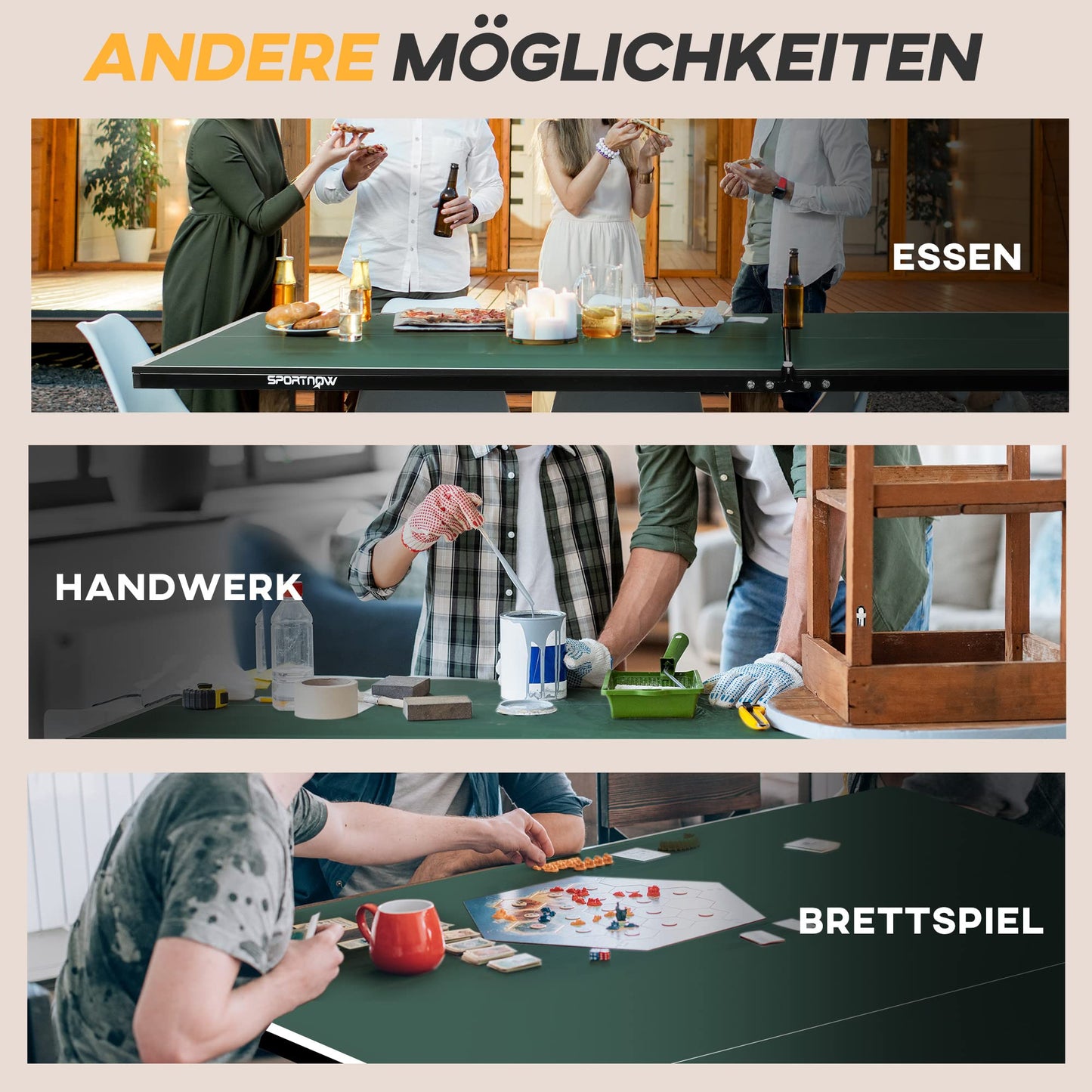 SPORTNOW Tischtennistisch klappbar – Indoor & Outdoor, mit Netz & Zubehör