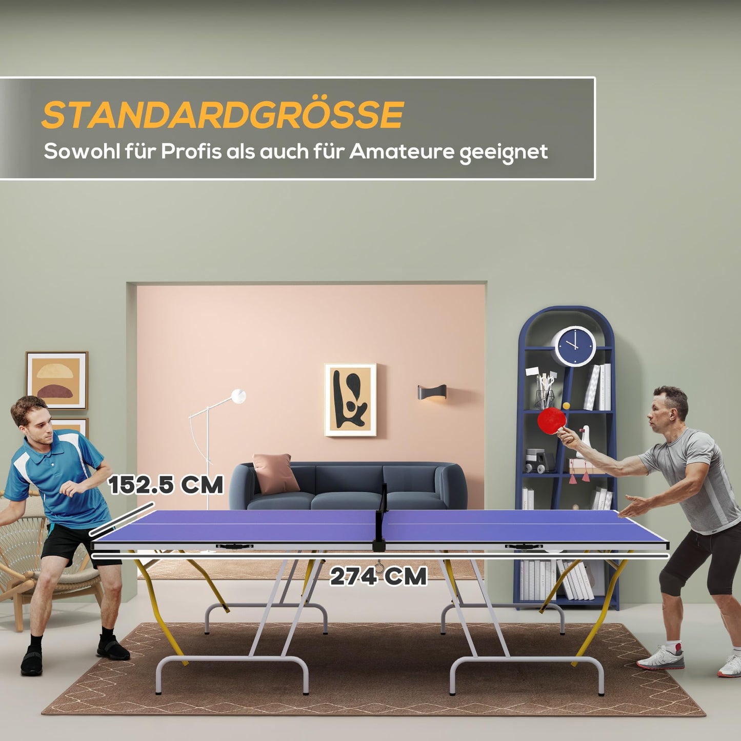 SPORTNOW Tischtennistisch – Viertel klappbar, mit Netz & Zubehör