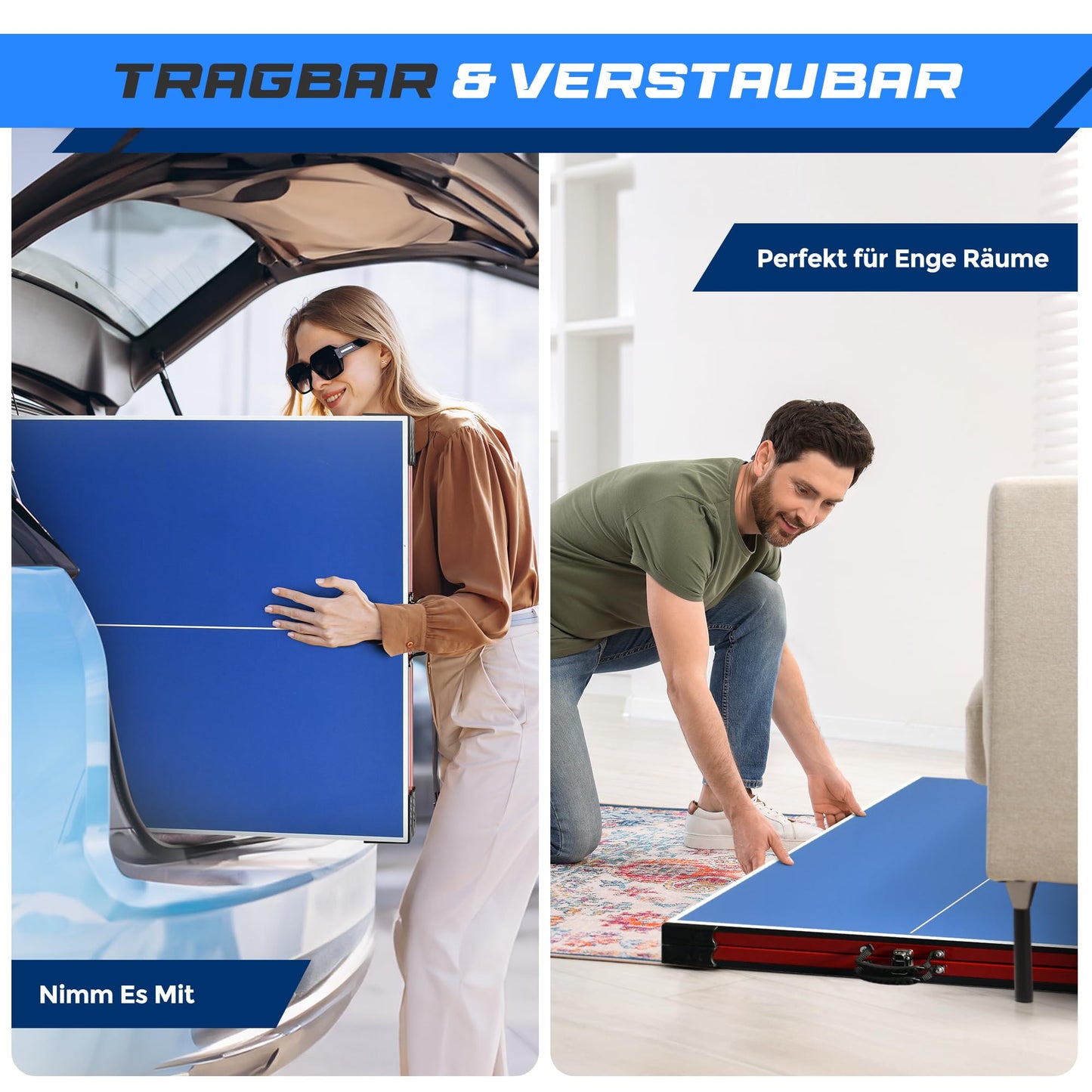 SereneLife Tischtennistisch klappbar – Indoor & Outdoor mit Netz