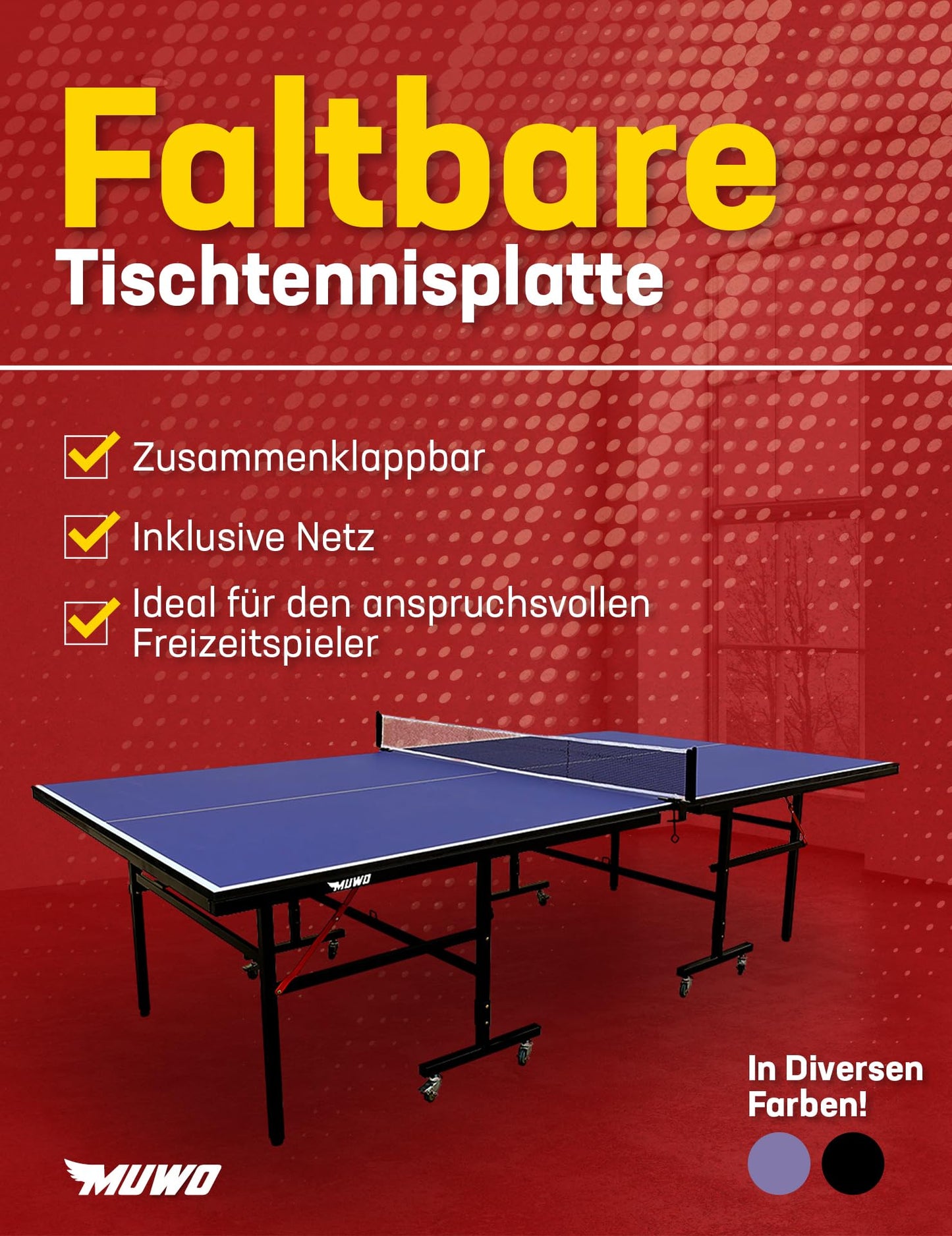 MUWO Premium Tischtennistisch – Indoor, klappbar, robust
