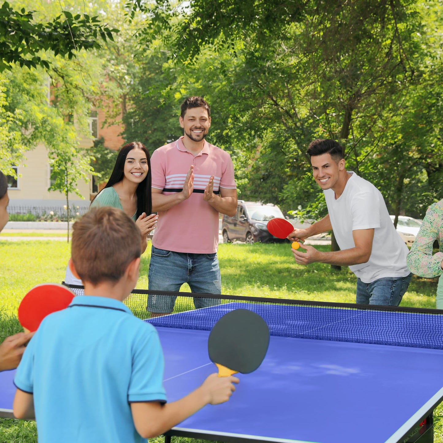 SPORTNOW Tischtennistisch – Viertel klappbar, mit Netz & Zubehör