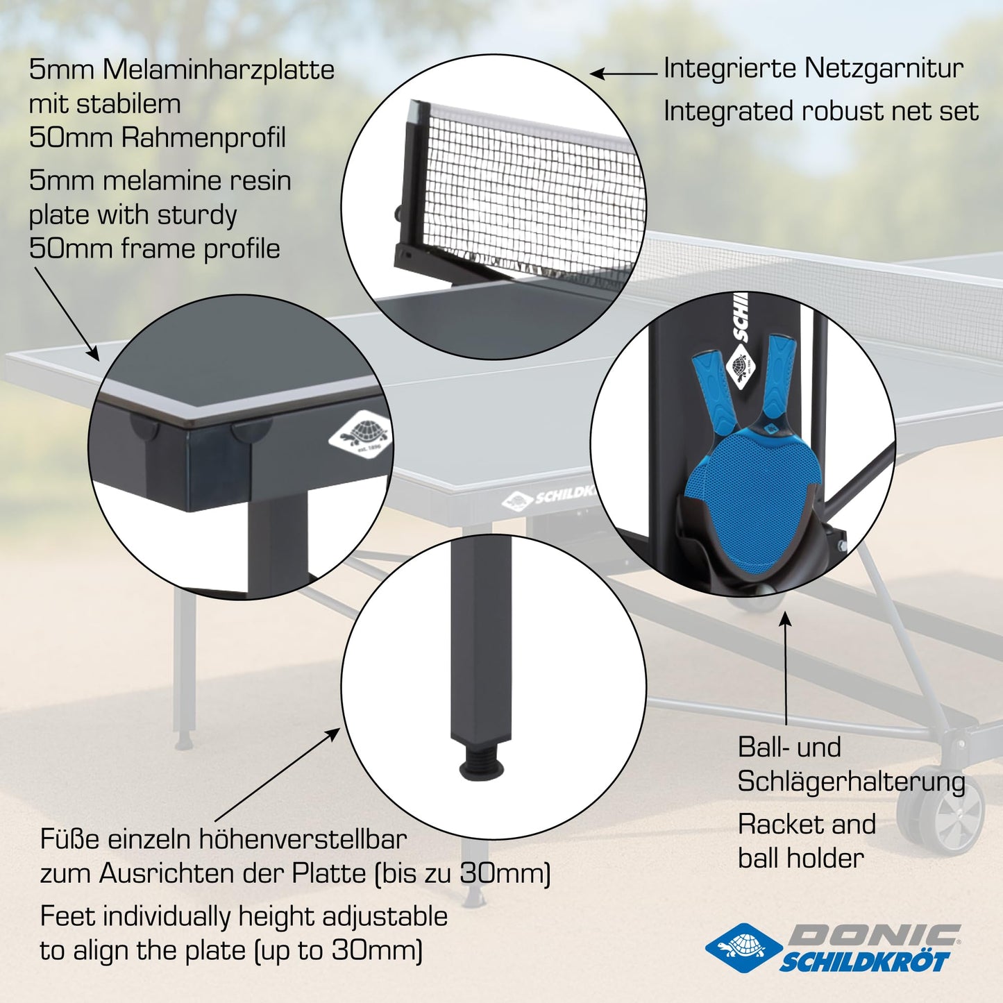 Schildkröt PowerTec Tischtennistisch – Outdoor, klappbar, schwarz, fahrbar