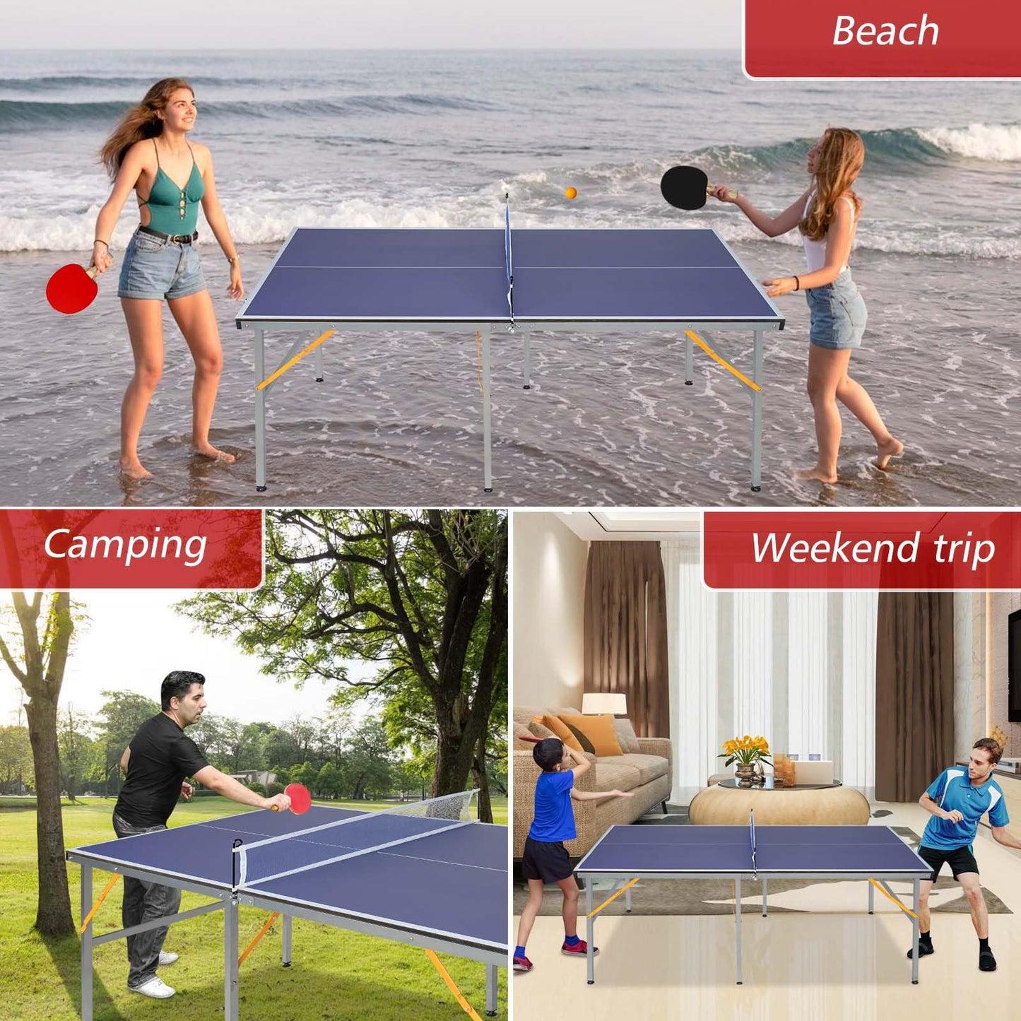 FUNJEPE Klappbarer Tischtennistisch – Indoor & Outdoor mit Zubehör