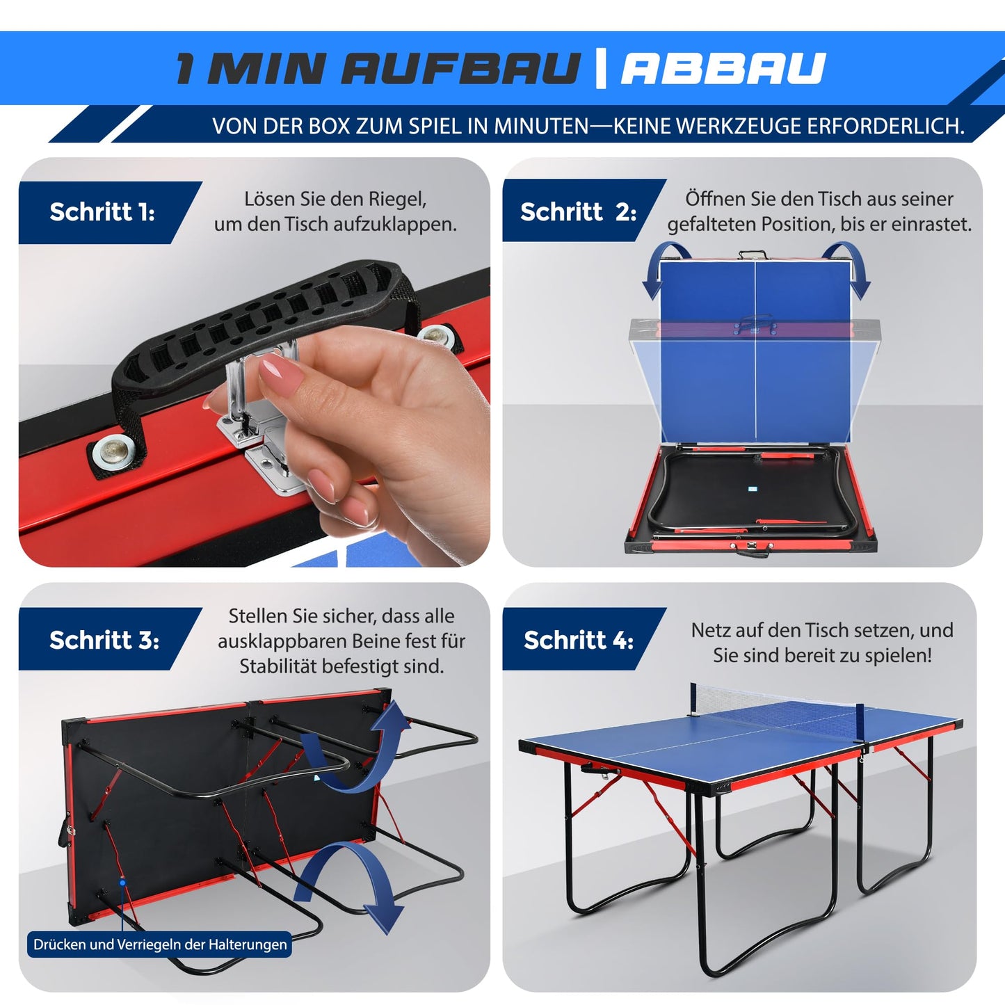 SereneLife Tischtennistisch klappbar – Indoor & Outdoor mit Netz