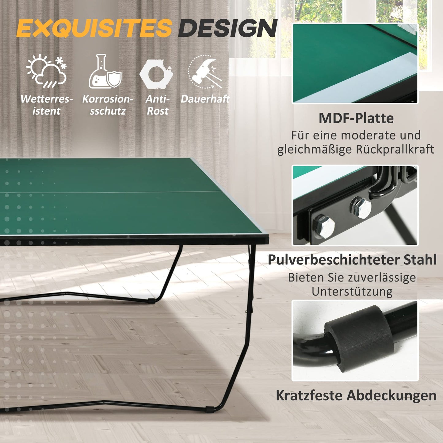 SPORTNOW Tischtennistisch klappbar – Indoor & Outdoor, mit Netz & Zubehör