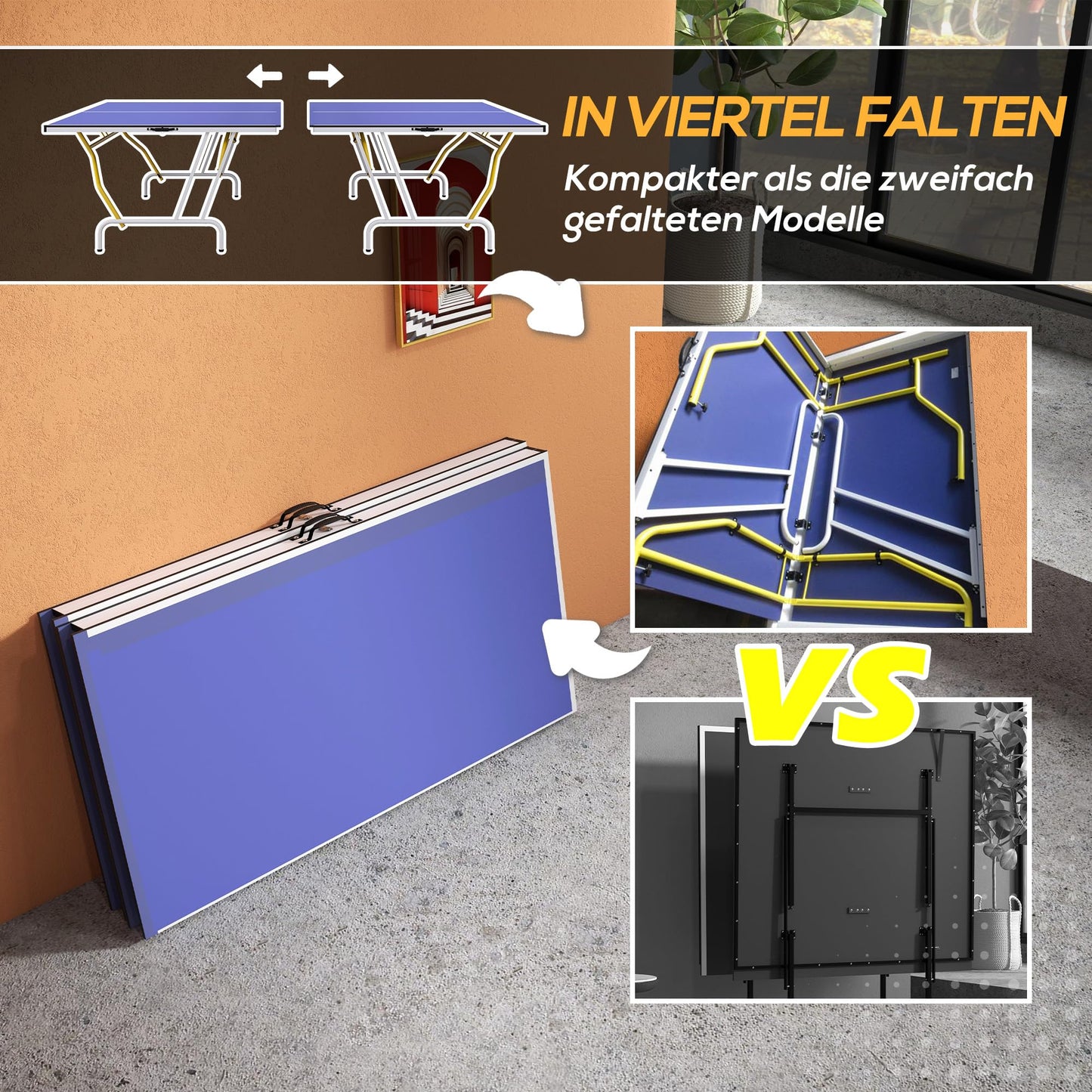 SPORTNOW Tischtennistisch – Viertel klappbar, mit Netz & Zubehör