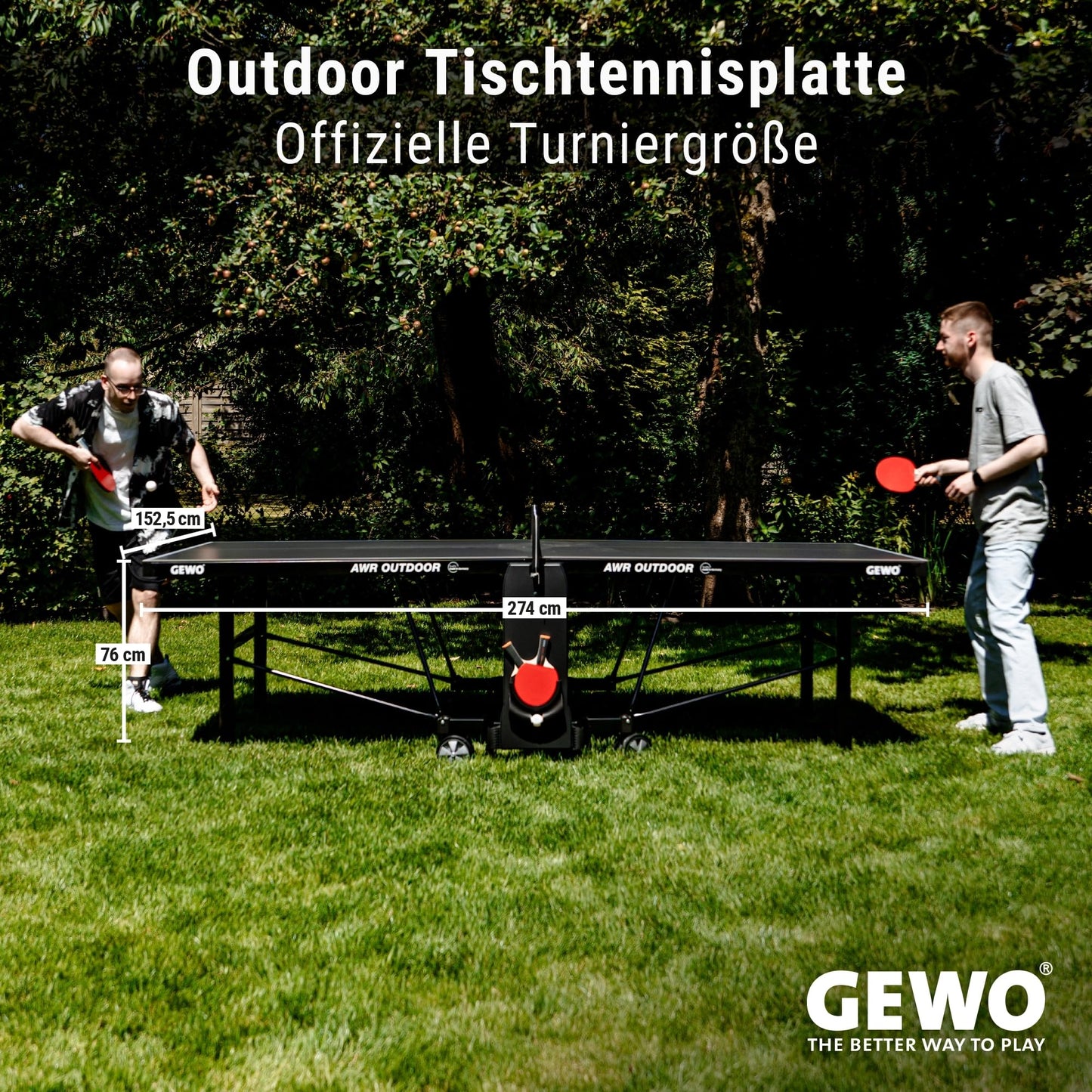GEWO Profi AWR Tischtennistisch – Outdoor, klappbar, Made in Germany