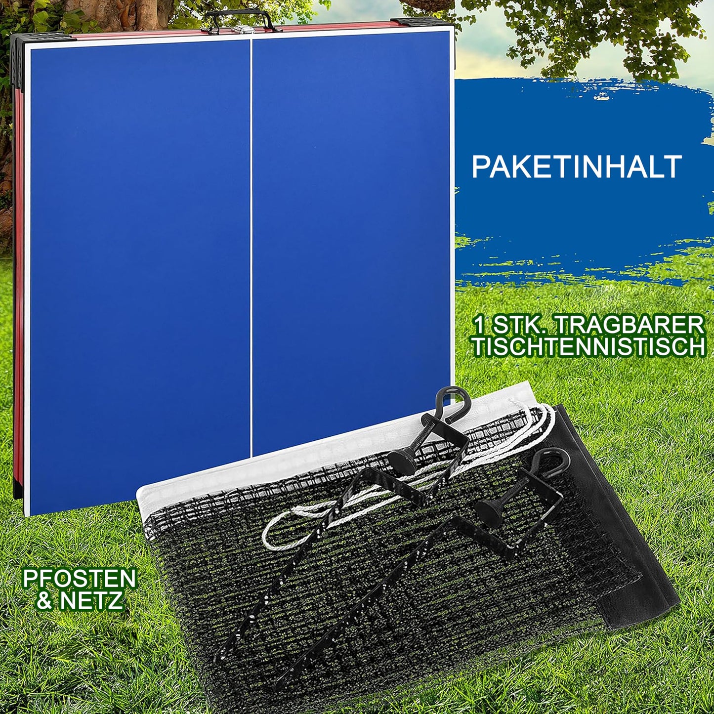 SereneLife Tischtennistisch klappbar – Indoor & Outdoor mit Netz