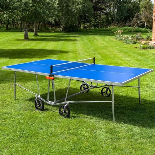 Vermont TS100 Outdoor Tischtennistisch – klappbar, rollbar, Stahlrahmen
