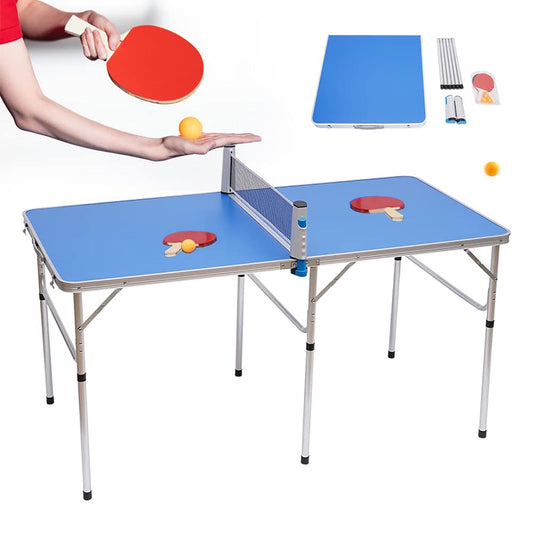 TUPOSTAR Klappbare Tischtennisplatte – Indoor & Outdoor, blau, inkl. Netz