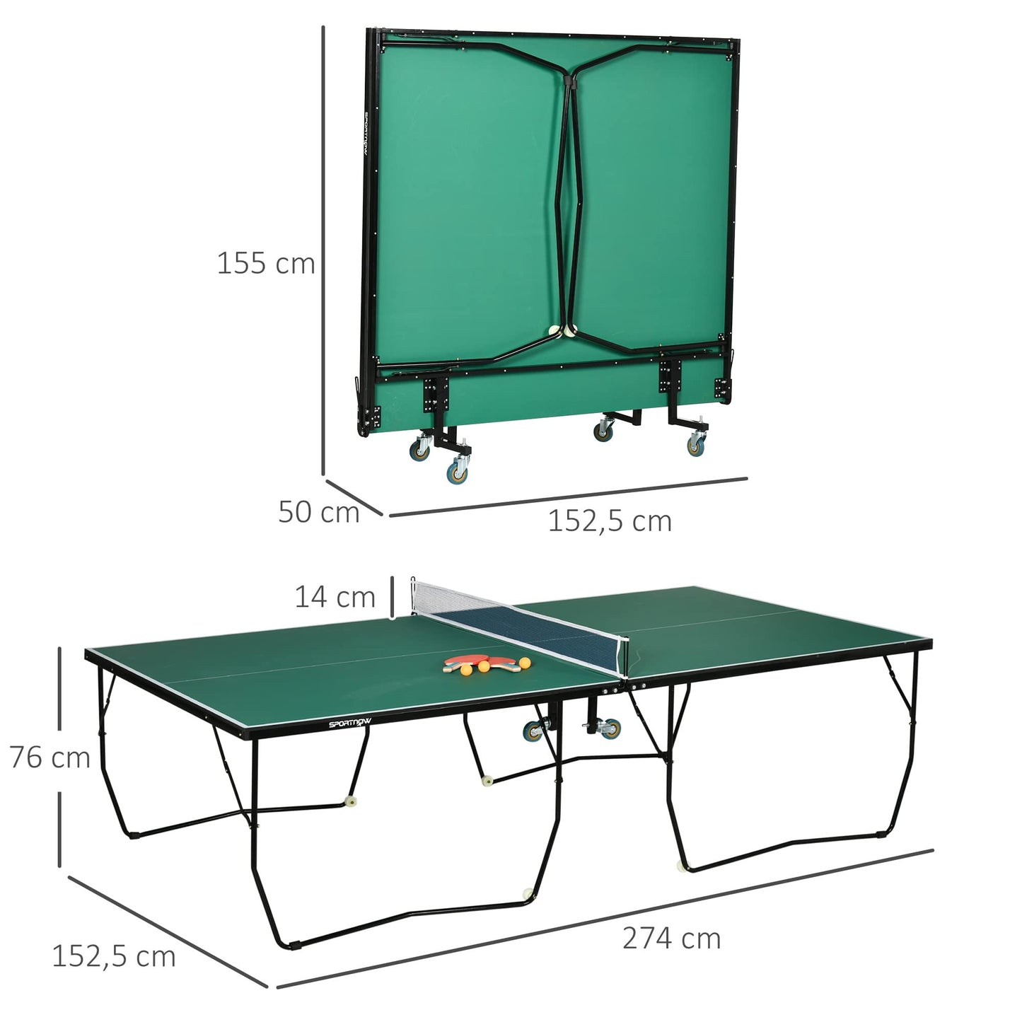 SPORTNOW Tischtennistisch klappbar – Indoor & Outdoor, mit Netz & Zubehör